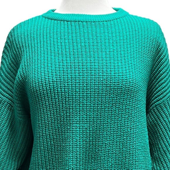 VTG Y2K Venezia Vitale Sweater Size Large Green Knit Chunky Thick Knit Long - Picture 3 of 12